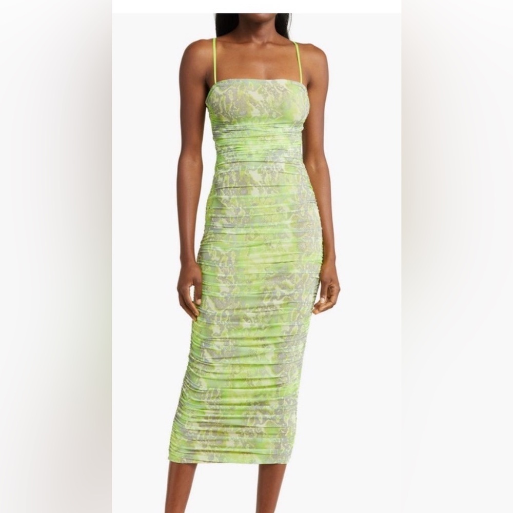 NWT AFRM Hazel Snake Print Ruched Dress Size S NWT